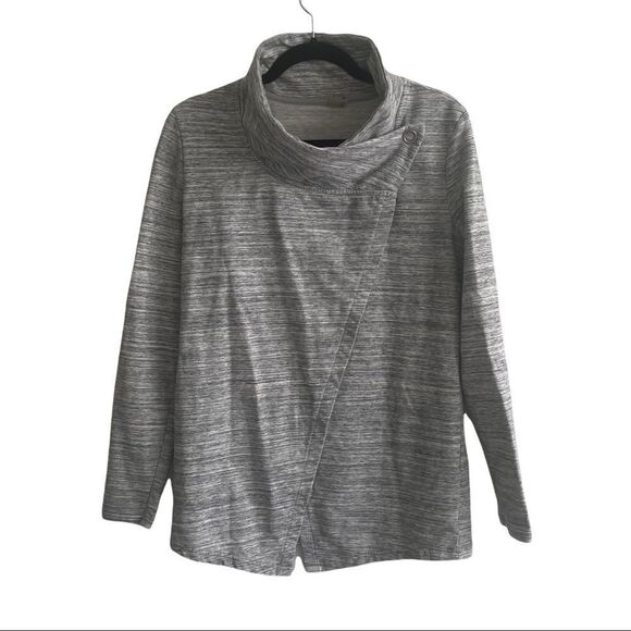 Danskin Grey Asymmetrical Long Sleeve Sweater Jacket Grey M - Picture 2 of 10